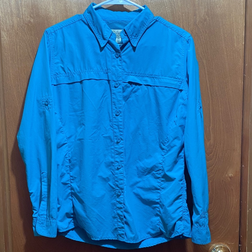 Cabela's Teal Blue Packable Long-Sleeved Small Shirt Gorpcore Outdoor